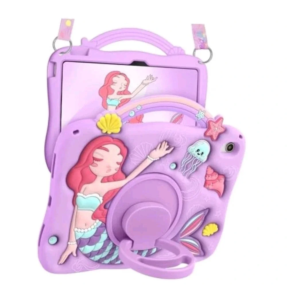 Mermaid iPad 10th Generation Case‎ Cover Rotatable Stand Adjustable Strap 2022